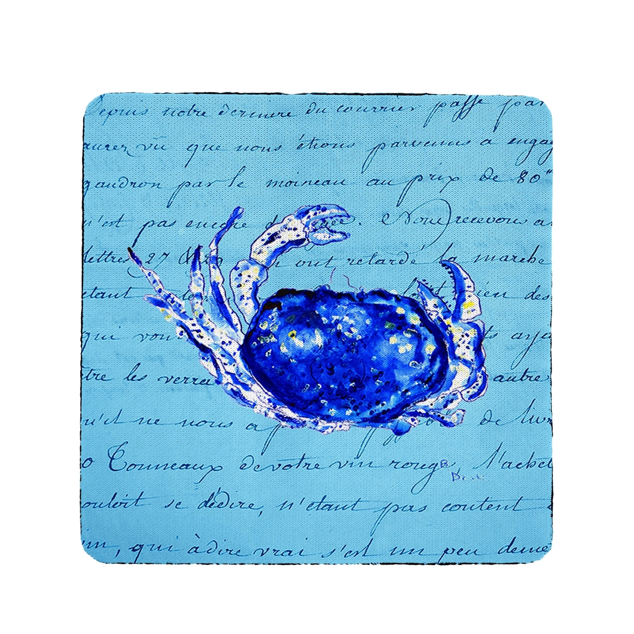 Blue Script Crab Coasters - Set of 4